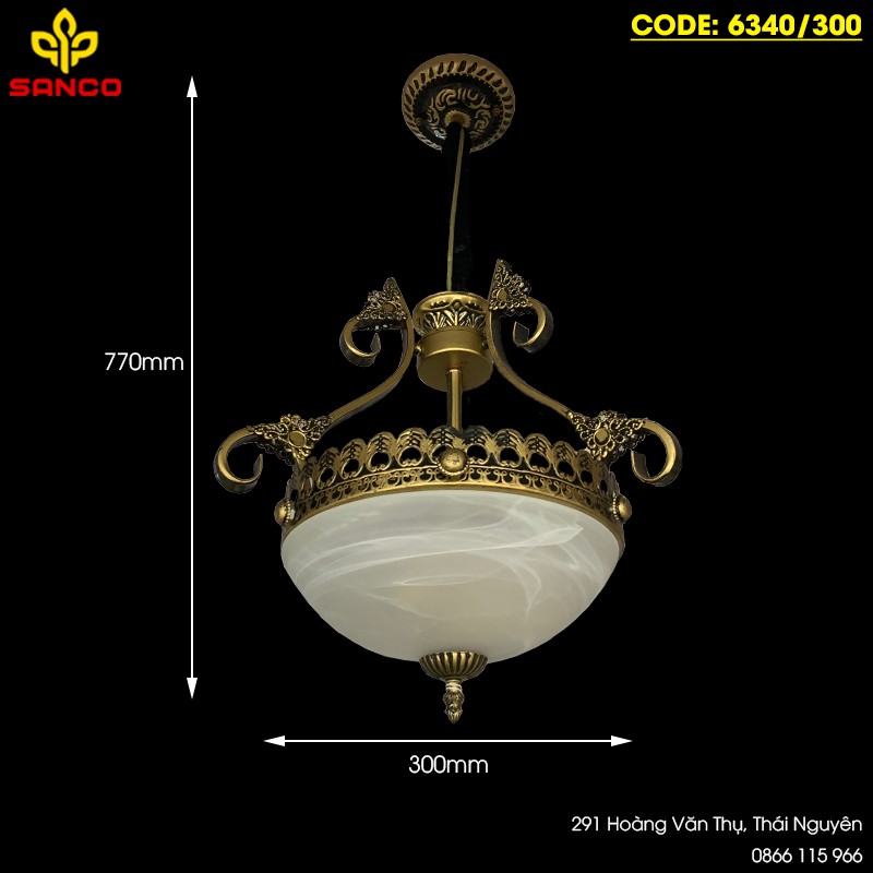 Đèn thả chao đá màu đồng 6340