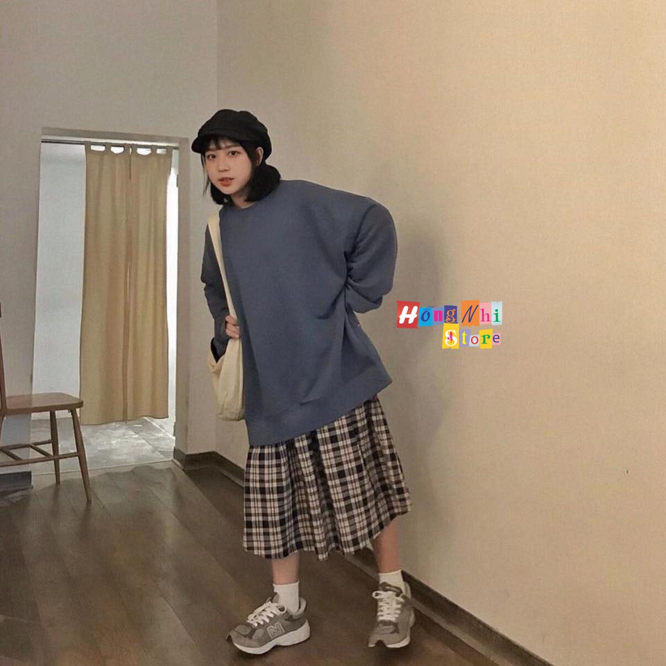 Áo Sweater Trơn Ulzzang Unisex Màu Xám Đậm Chất Nỉ Bông Cao Cấp Dáng Rộng Nam Nữ - MM | BigBuy360 - bigbuy360.vn