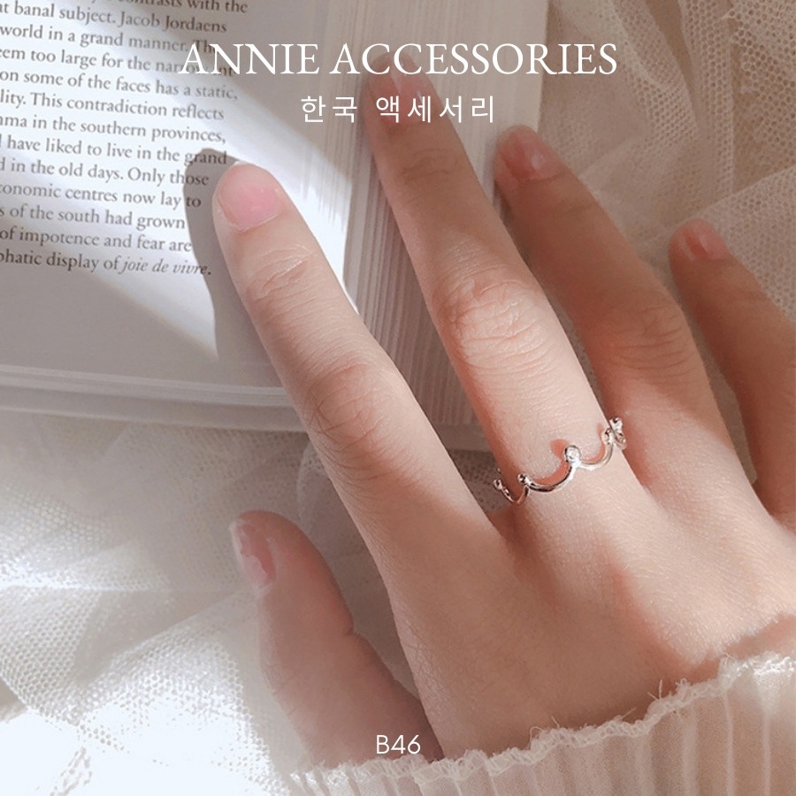 Nhẫn vương miện bạc nhỏ đính đá nữ tính dịu dàng ANNIE - B46