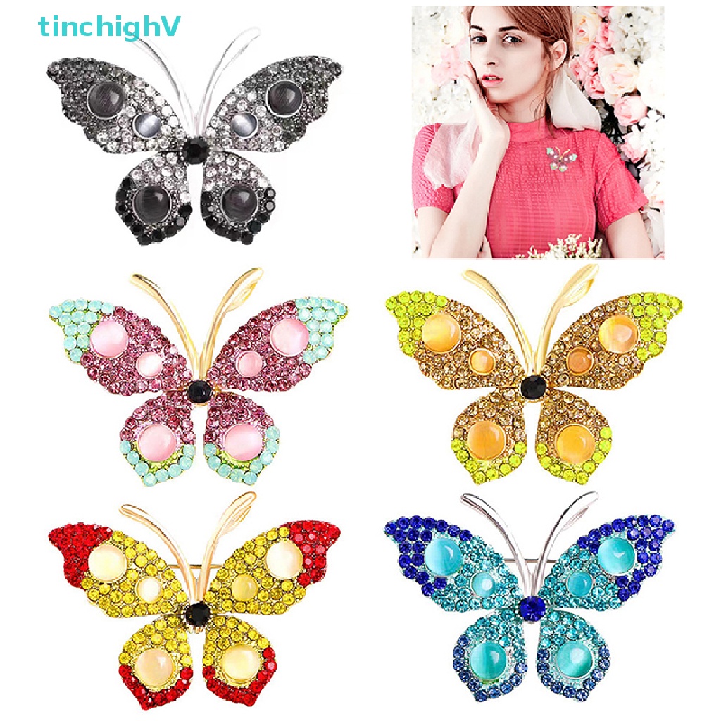 [TinchighV] Ghim Cài Áo Hình Bướm Đính Đá Thời Trang Dành Cho Nữ