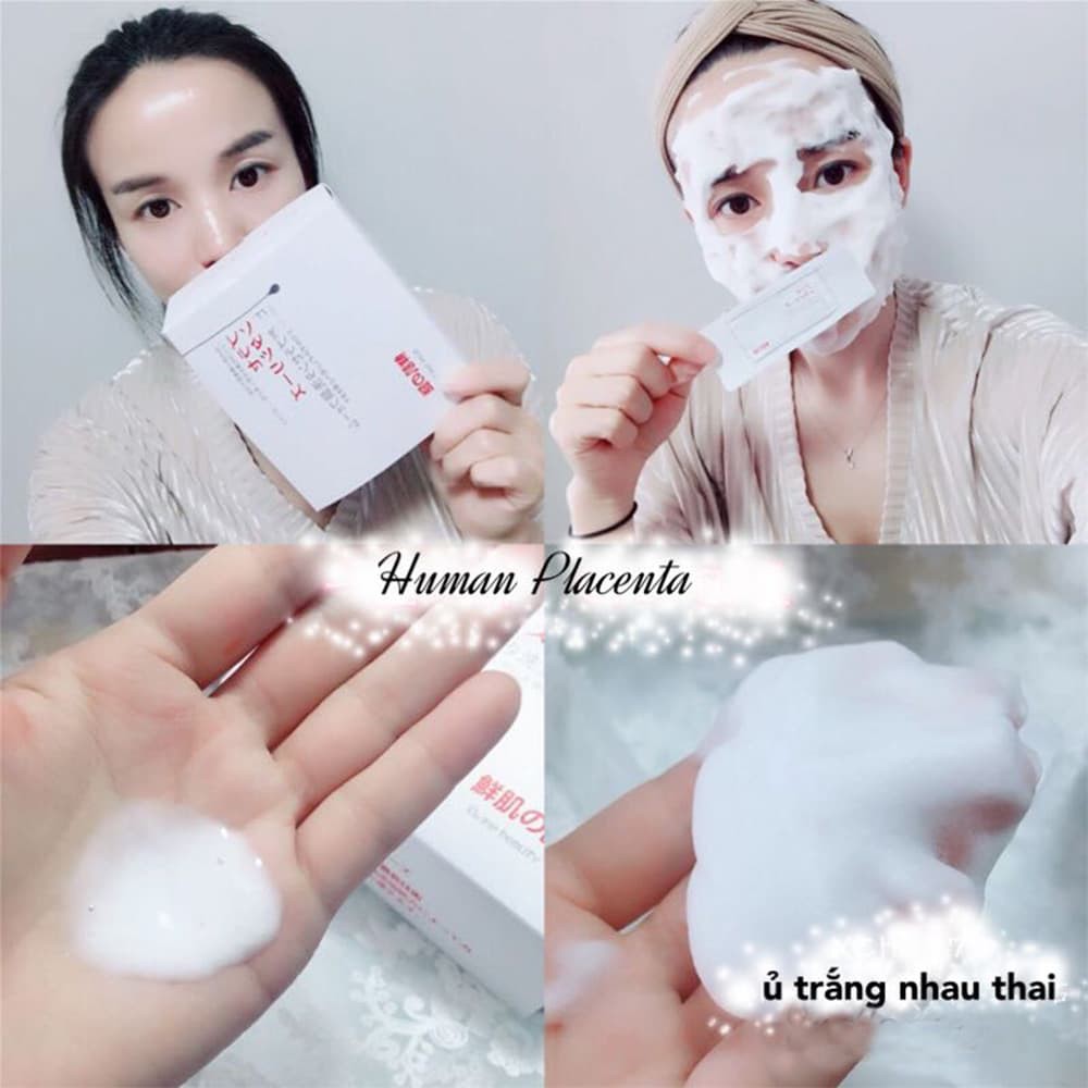 CHÍNH HÃNG Nguyên hộp 50 gói sữa rửa mặt - Ủ trắng nhau thai Nhật Bản HONGMOON98 SHOP