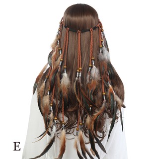 Băng đô cài tóc đính lông vũ phong cách boho dành cho nữ