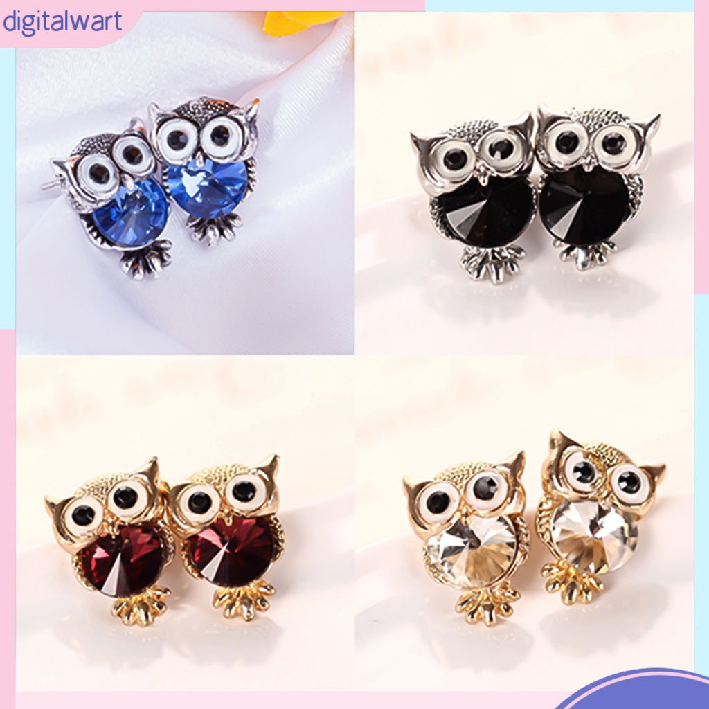 Dg✌❤ Bông Tai Hình Chim Cú Đính Đá Bằng Hợp Kim Thời Trang Dự Tiệc