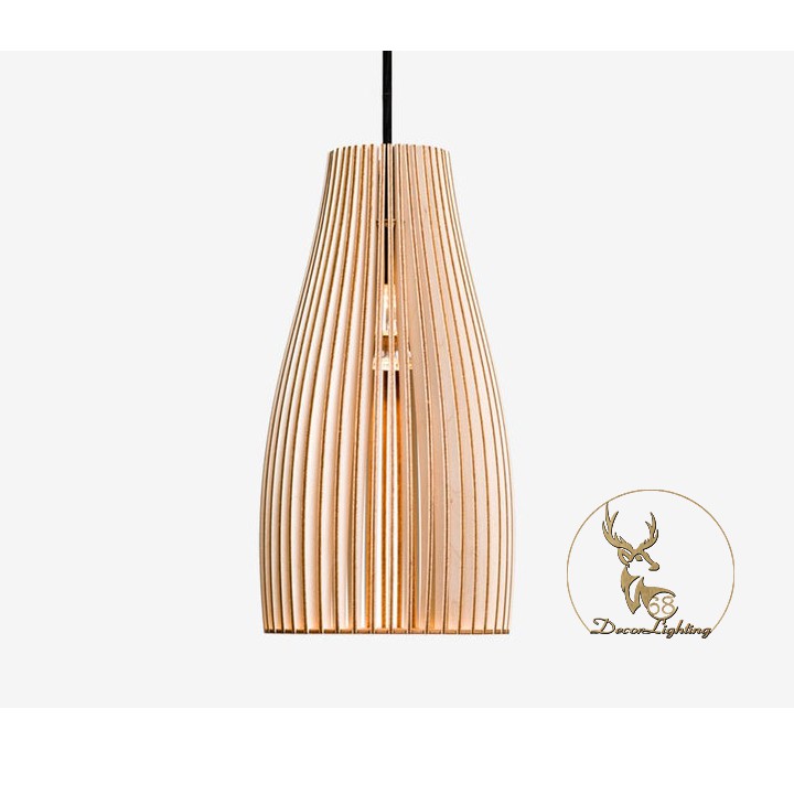 Đèn gỗ , đèn trang trí, đèn thả trần, đèn decor phòng ngủ hình rọ cá-giá rẻ LP0451 (Màu Gỗ)