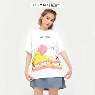 Áo thun UNISEX tay lỡ in đồi núi GUMAC ATB550