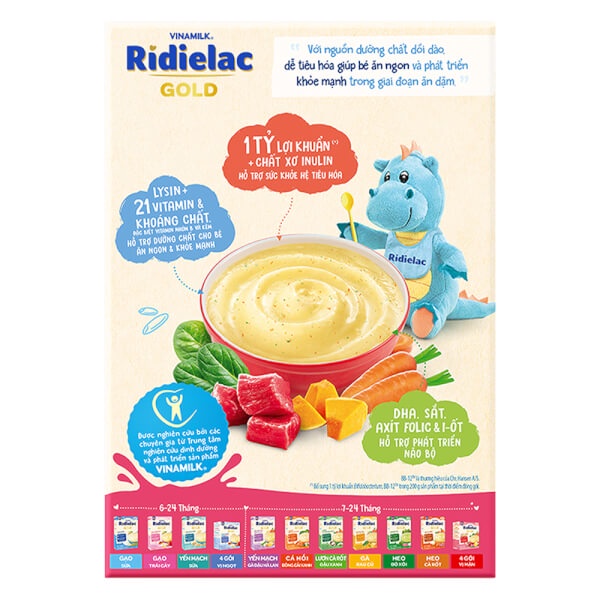 Bột ăn dặm RIDIELAC GOLD đủ loại hộp giấy 200g_Duchuymilk