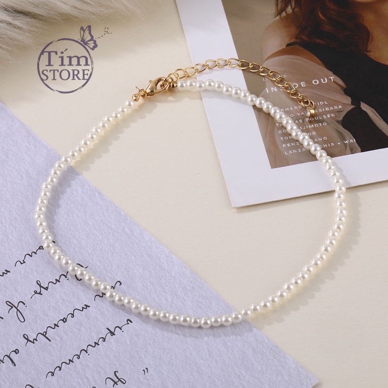 Dây chuyền nữ ngọc trai giả đơn giản 2 kiểu TÍM STORE phong cách hàn quốc