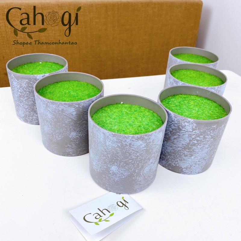 Chậu Nhựa Giả Xi Măng Nhồi Xốp Phủ Cỏ 10x9,5 Cm