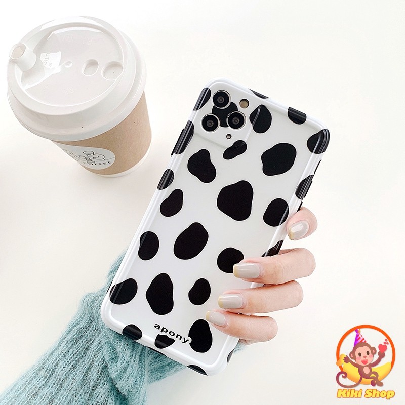 Milk Cow Print Phone Case for iPhone 12 11 Pro Max X Xs Max XR 8 7 Plus Lens Protector Smooth Soft IMD Back Cover