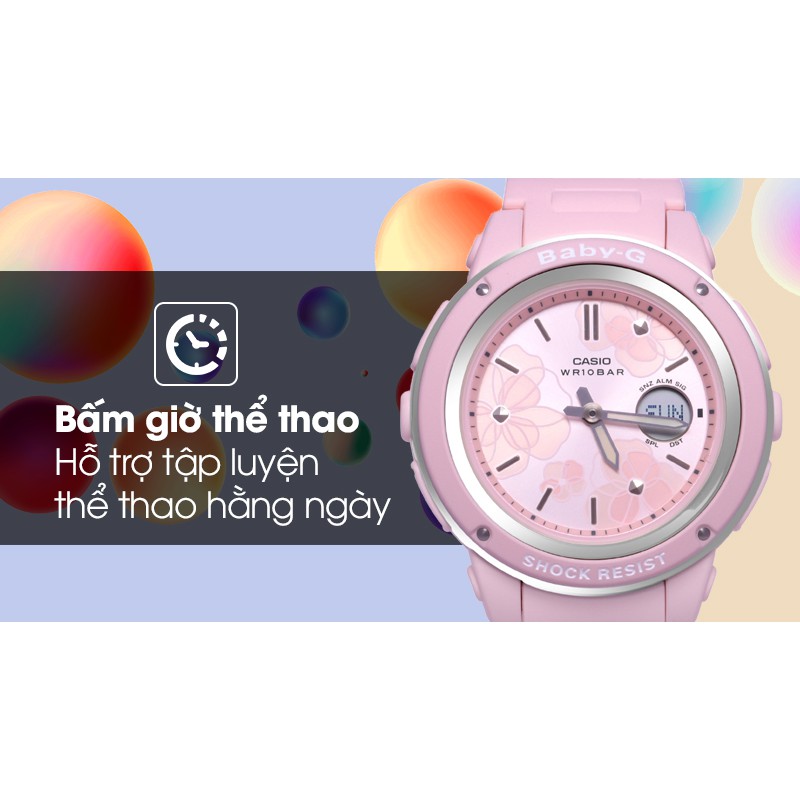 Đồng hồ Nữ Baby-G BGA-150FL-4ADR - dây nhựa - kim điện tử- đồng hồ đại chúng