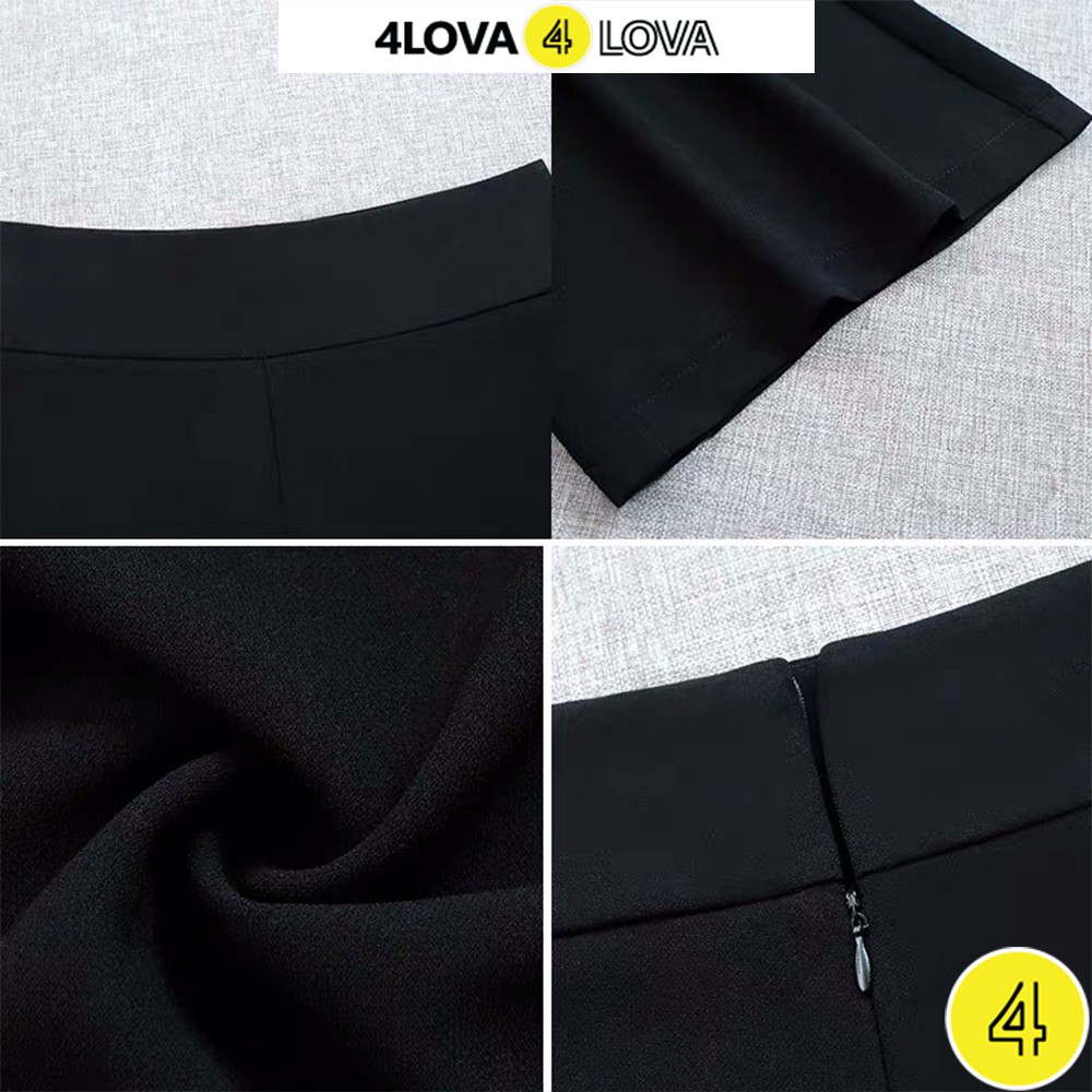 Quần tây ống rộng nữ dáng suông công sở basic 4LOVA Culottes dài khóa sườn cạp cao tôn dáng EVA030