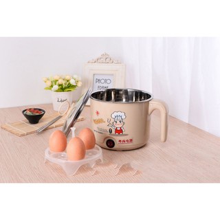 CA NẤU MÌ KIÊM NỒI LẨU MINI CÓ TẶNG KÈM XỬNG HẤP TRỨNG - Nồi nấu mì nồi lẩu mini tiện lợi đa năng