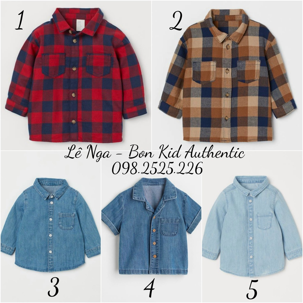Áo sơ mi / denim HM UK/USchính hãng sz từ 4-6m đến 3-4y (VẢI KẺ LÀ CHẤT DÀY DẶN)