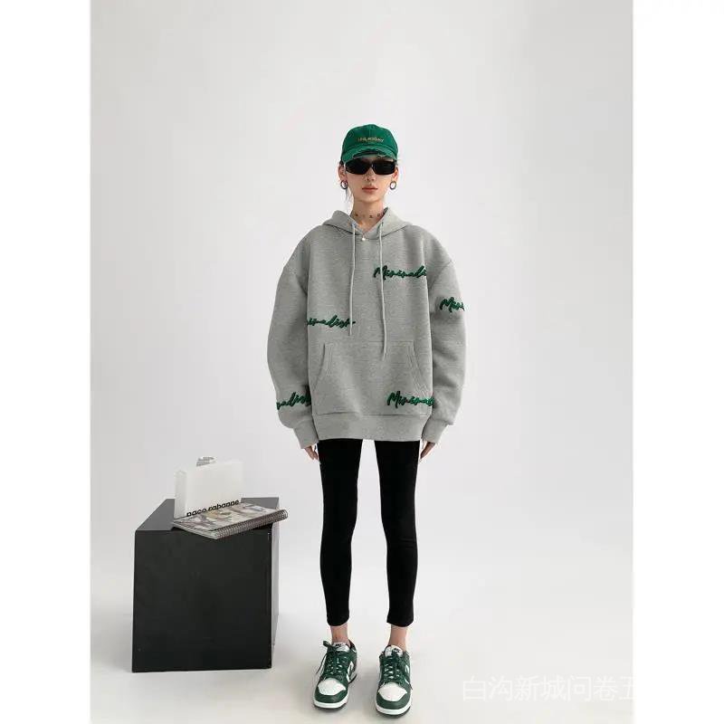 Áo hoodie có mũ trùm đầu dáng rộng tay dài thời trang xuân thu cho nữ