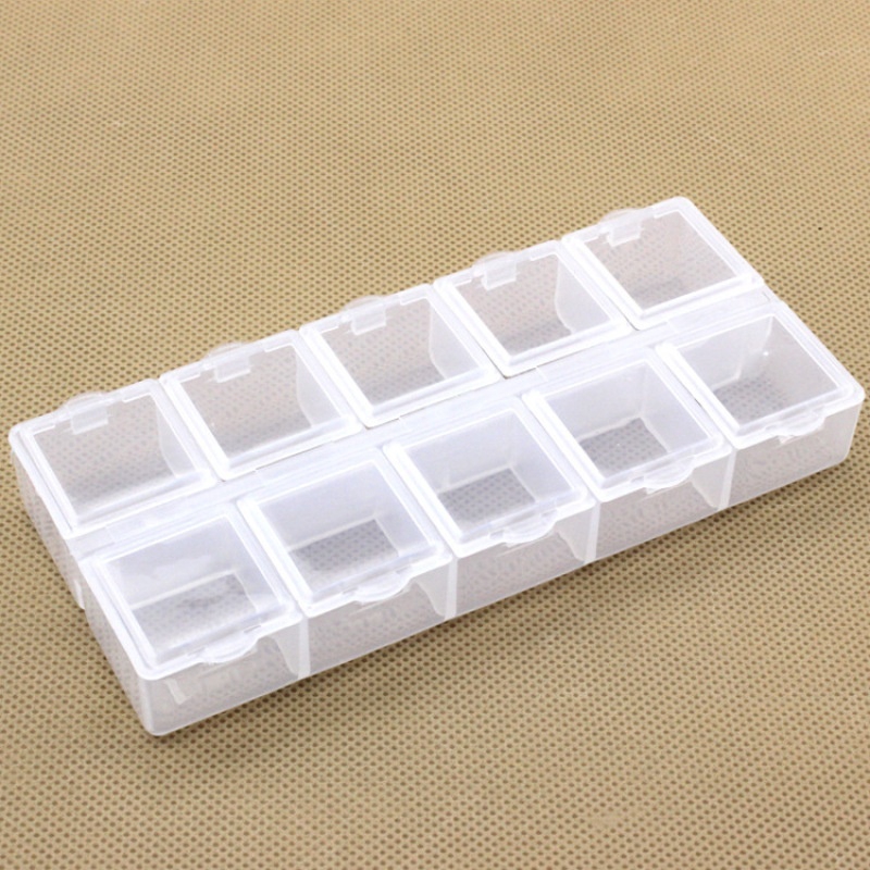 Hộp Nhựa Trong Suốt 10 Ngăn Đựng Trang Sức Tiện Dụng