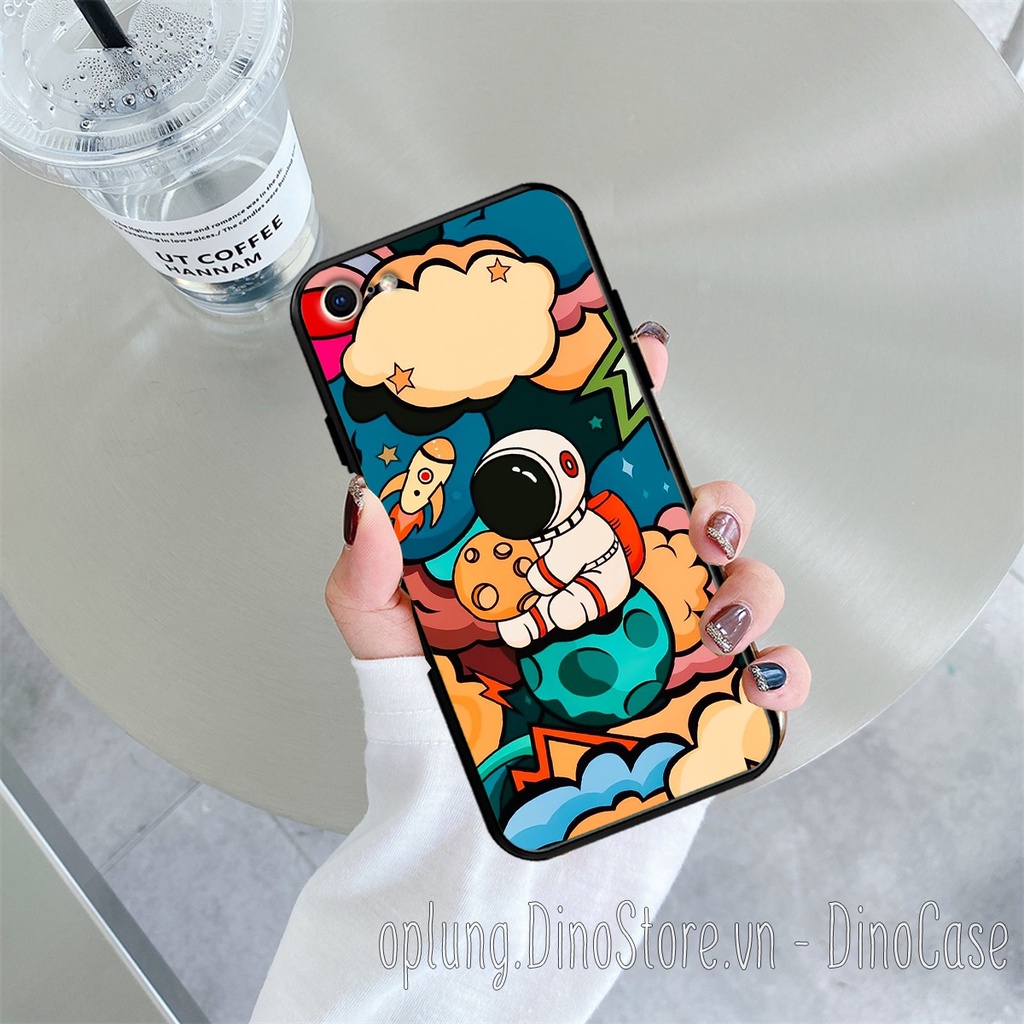 Ốp lưng Iphone 6/6s/6Plus/6sPlus/7G/8G/7Plus/8Plus nhựa viền dẻo hình phi hành gia bảo vệ camera chống bám bẩn.