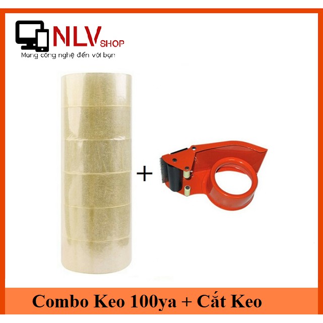 Combo 6 Cuộn Keo 100 Ya + Cắt Keo CB1