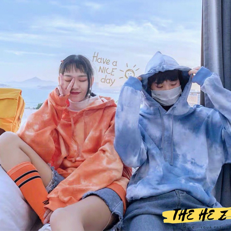 Áo Hoodie loang màu nỉ form rộng unisex Z012