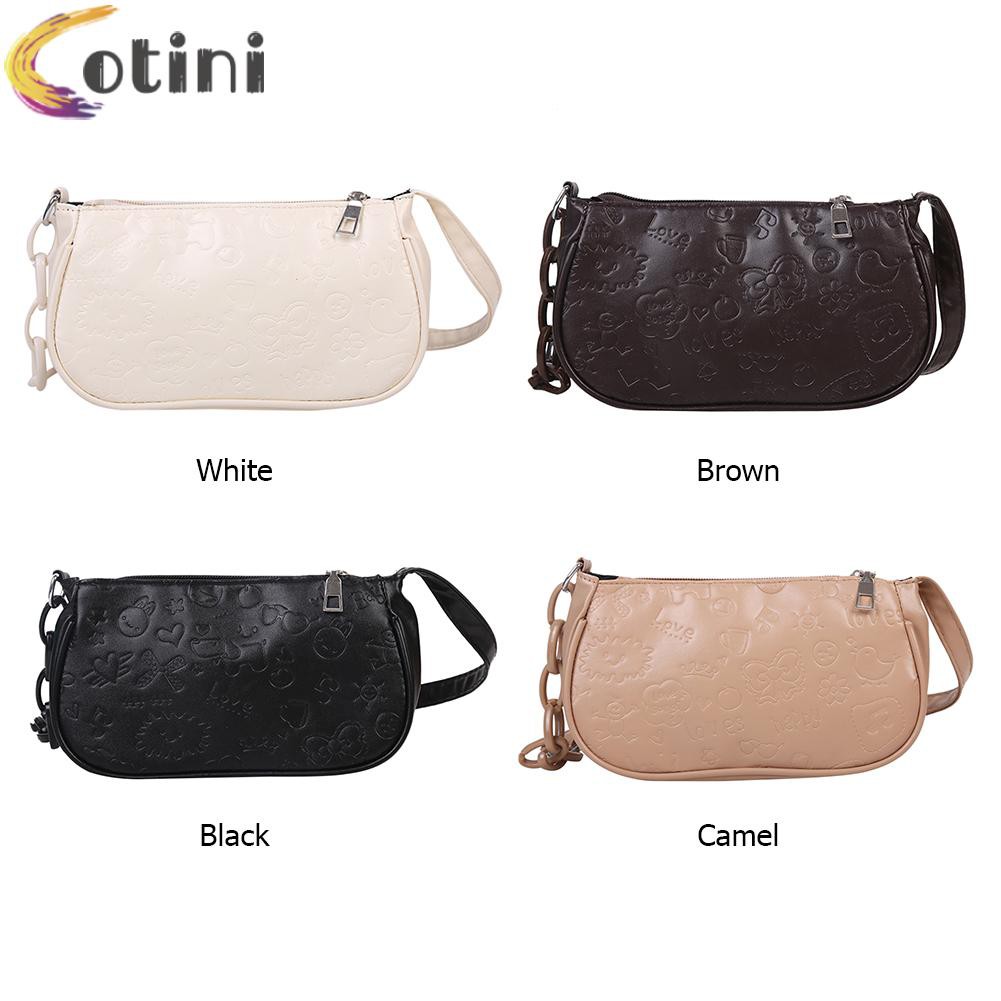 COTINI Women Retro PU Leather Embossing Shoulder Underarm Bag Small Purse Handbag