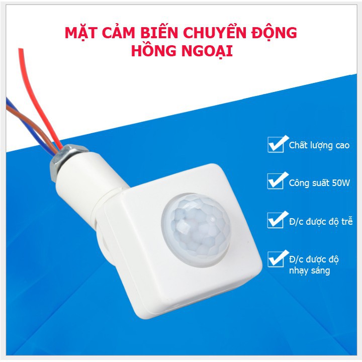 Công tắc Cảm Biến chuyển động Hồng ngoại Bật tắt đèn, Mặt công tắc Vuông