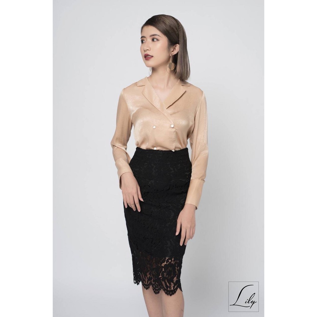 Chân váy ren bút chì công sở