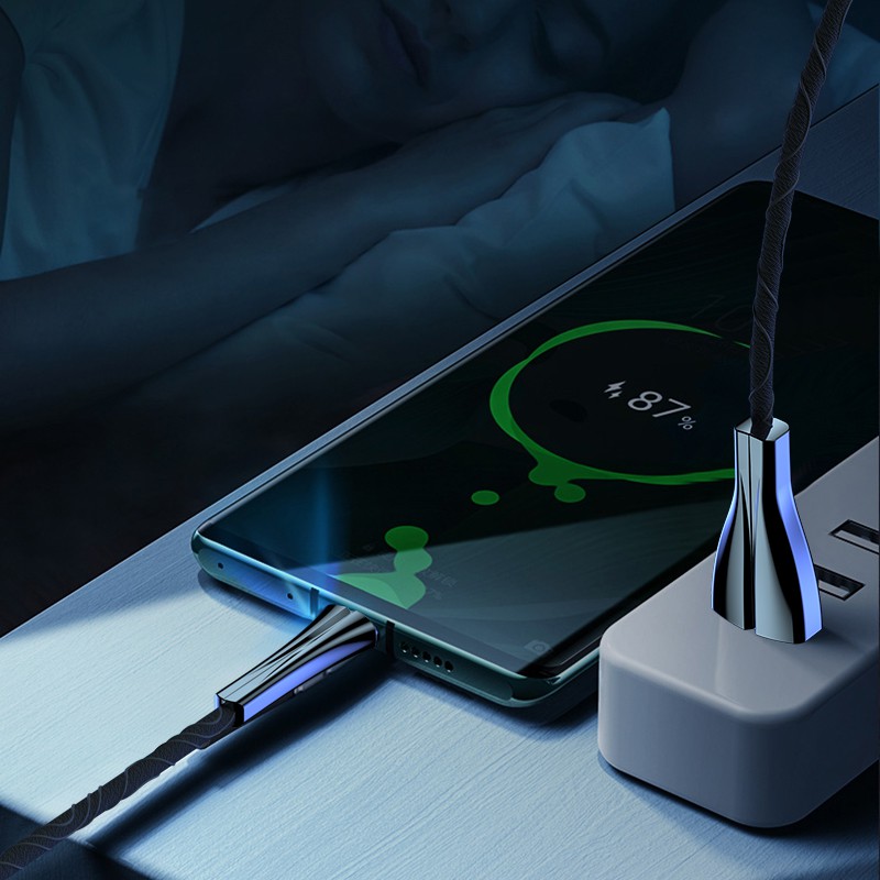 Cáp Sạc Nhanh KAXOE Cho Điện Thoại / Android Micro Usb / Type-c Có Đèn Led 5a