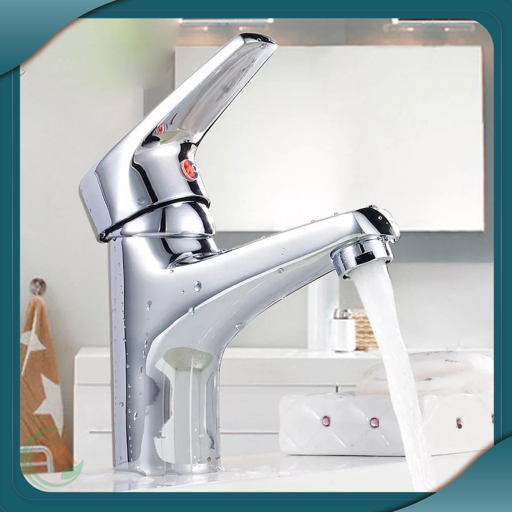(Tặng kèm 2 dây cấp nước NL) Vòi Lavabo, vòi chậu rửa mặt nóng lạnh đồng thau mạ Crom sáng bóng phân loại 11cm và 14cm
