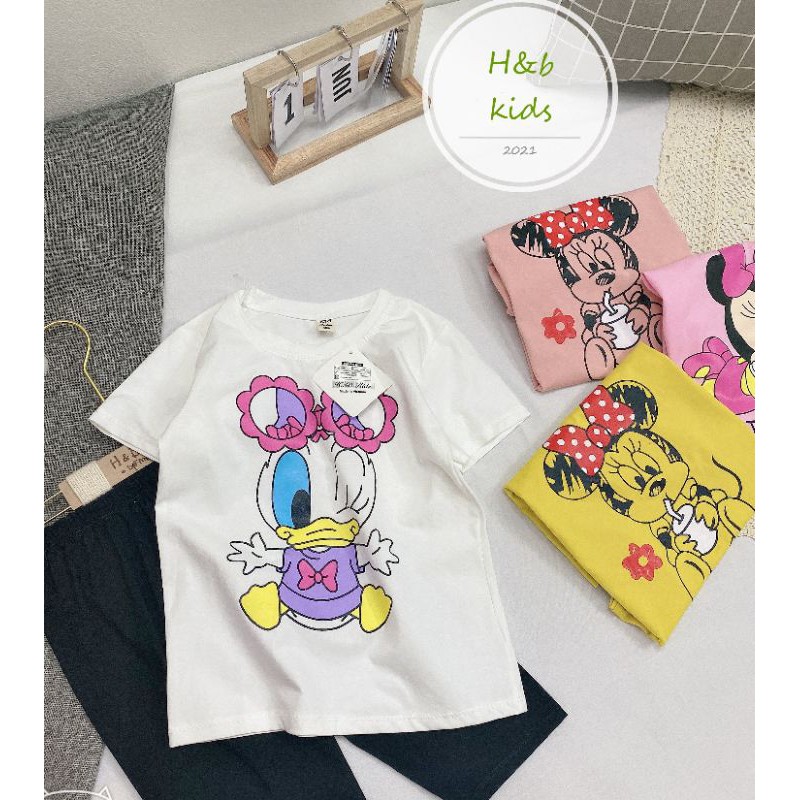 Bộ cotton lửng bé gái size đại H&amp;B kids Mickey Donal