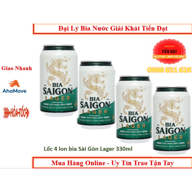 Lốc 4 Lon Bia Sài Gòn Lager 330ML [4 Lon X 330ML]