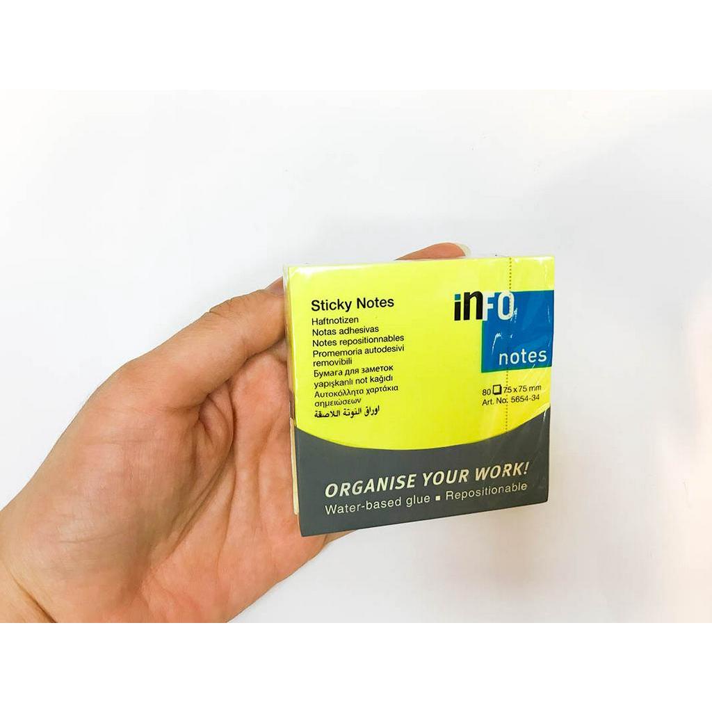 Giấy Note Info 5654 34 - Có Dòng Kẻ Ngang - Vàng Chanh