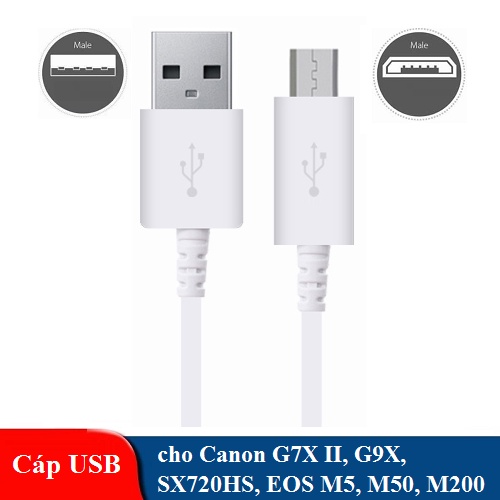 Cáp USB truyền dữ liệu cho máy ảnh Canon EOS M5, M6, M200, PowerShot G5X, G7X Mark II, G9X