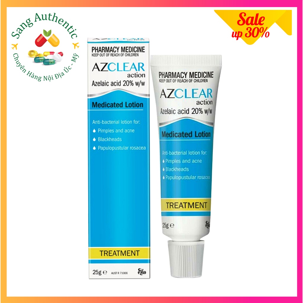 Kem giảm mụn, ngừa thâm Azclear Action Medicated Treatment Lotion Azelaic Acid 20% - Tuýp  25g