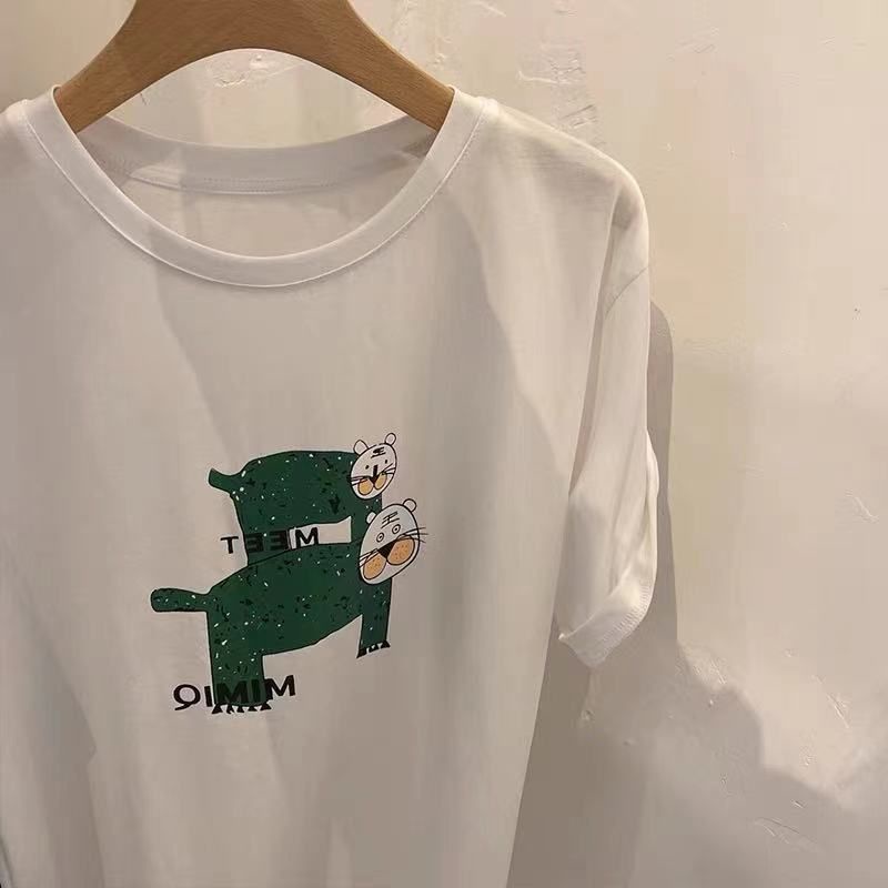 Áo Thun cotton Tay Ngắn Màu Trơn Phong Cách Hàn Quốc Cho Nữ