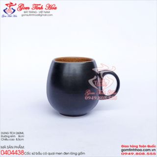 Cốc cafe gốm sứ men đen lòng gốm