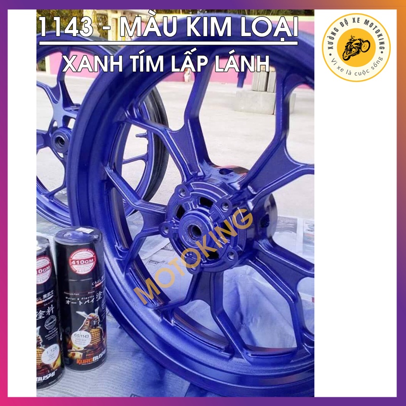 Combo SƠN SAMURAI MÀU XANH ÁNH TÍM KIM LOẠI 1143 loại 2K chuẩn quy trình độ bền 5 năm gồm 2K04 - 124- 1143 -2k01