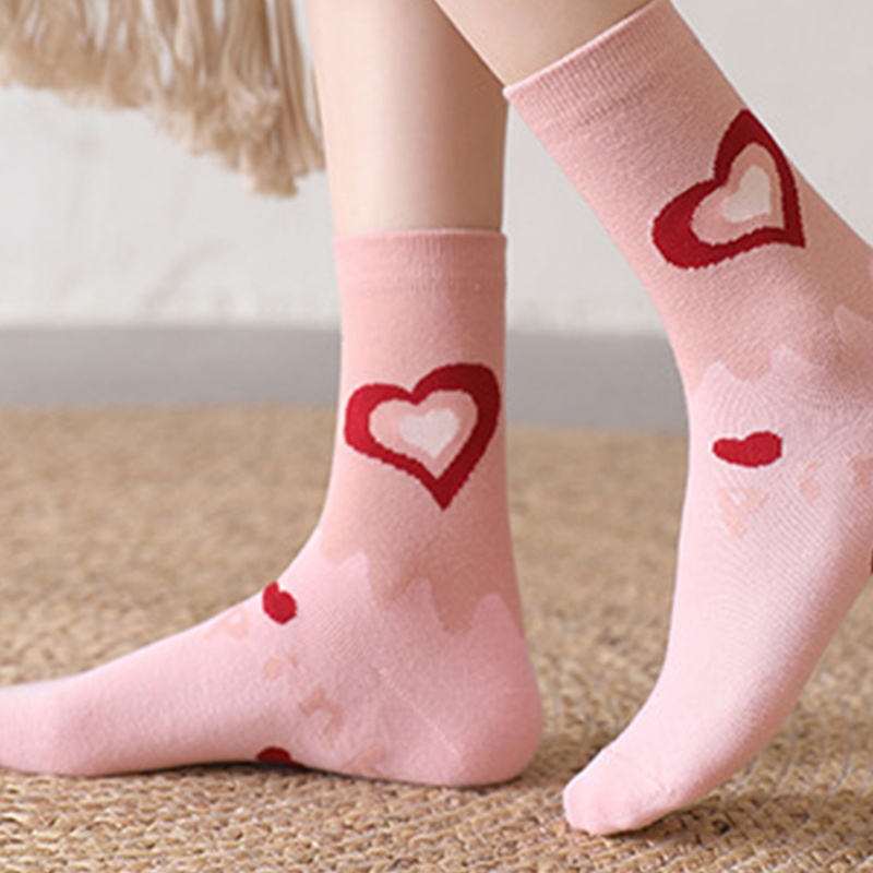 Youyo Vớ Cotton Cổ Cao Kẻ Sọc In Họa Tiết Báo Hồng Phong Cách Harajuku Nhật Bản Dễ Thương Cho Nữ