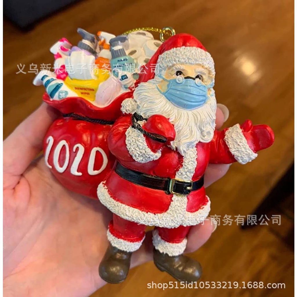 Santa Hanging Pendant New Christmas Products Resin Red Christmas Face Mask Snowman Gift Holiday Decoration