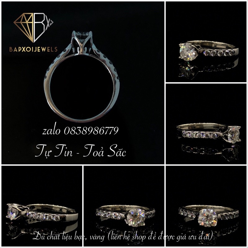 Moissanite nhẫn Moissanite: Chủ Moissanite5,4ly+Tấm Moissanite; kiểmđịnh, Bạc 925mạbạchkim TUYỂN MOISSANITE ĐẸP NHẤT