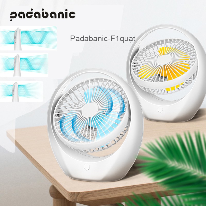 Quạt Tích Điện Mini Quạt Để Bàn Padabanic Có 3 Chế Độ Mát Cổng Sạc USB Mini Fan