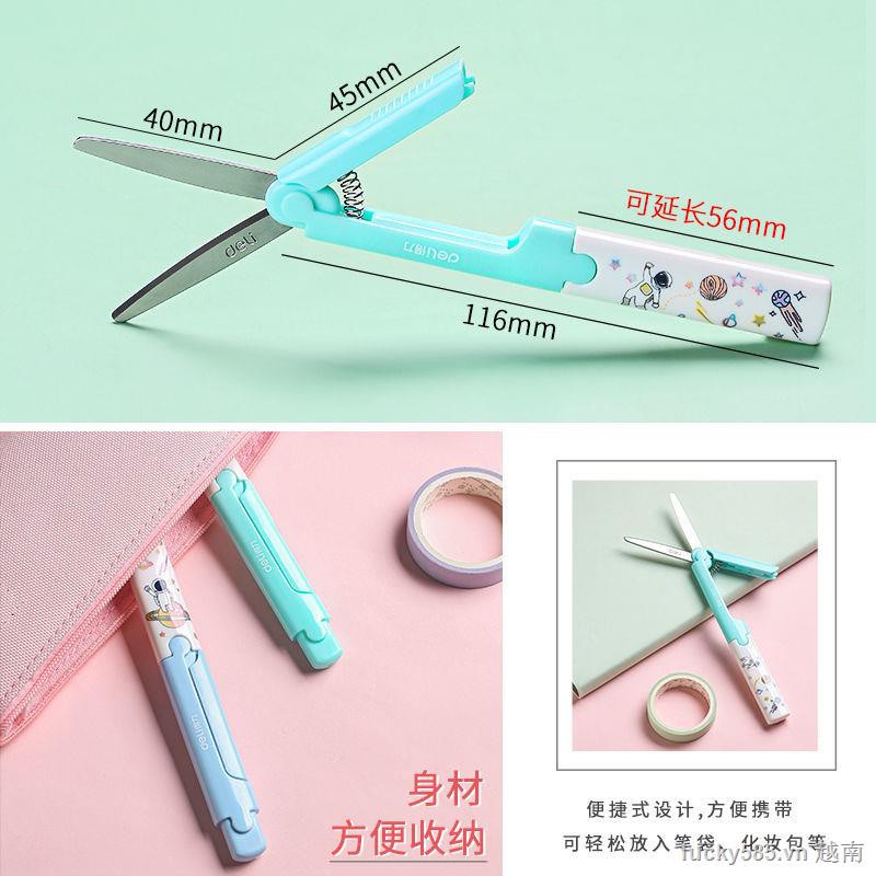 Kéo cắt dạng bút gập gọn Deli thuận tiện sáng tạo dễ thương sử dụng tại nhà