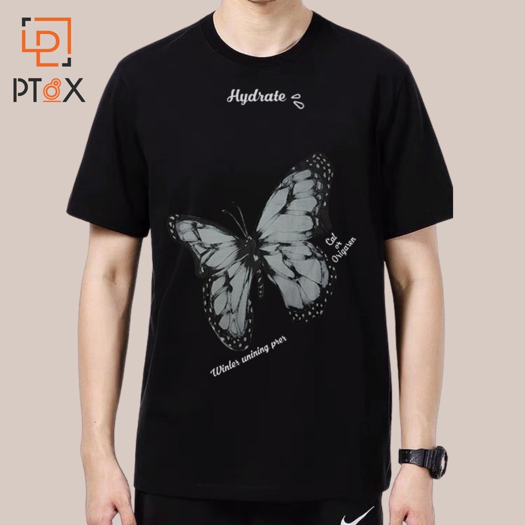 [HN]Áo Thun Unisex Nam Nữ Form Rộng Tay Lỡ Hình Bướm Đen Trắng Thời Trang Hàn Quốc PT8X Độc Đẹp Vải Dày Mịn Thoáng Mát T