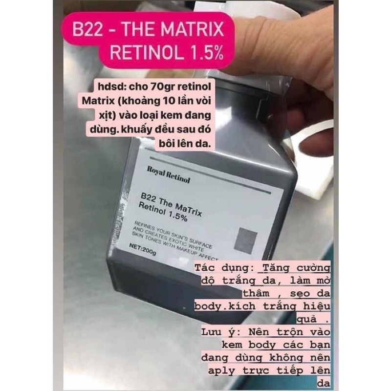 Mẫu mới RETINOL B22 THE MATRIX VIET NAM 2023 - Kem ủ siêu trắng da body