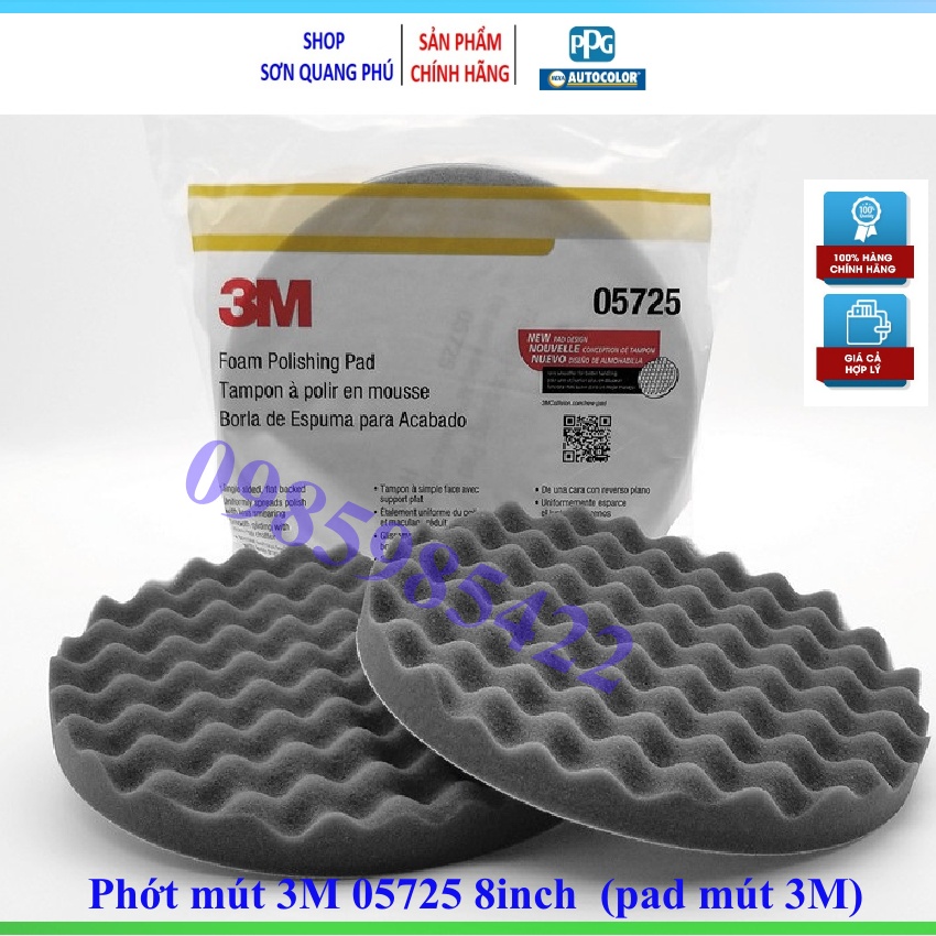 Phớt mút đánh bóng 3M 05725 dạng sóng bước 2 đĩa xốp đánh bóng 3M 05725 3M 8inch 22cm pad xốp SONQUANGPHU8856