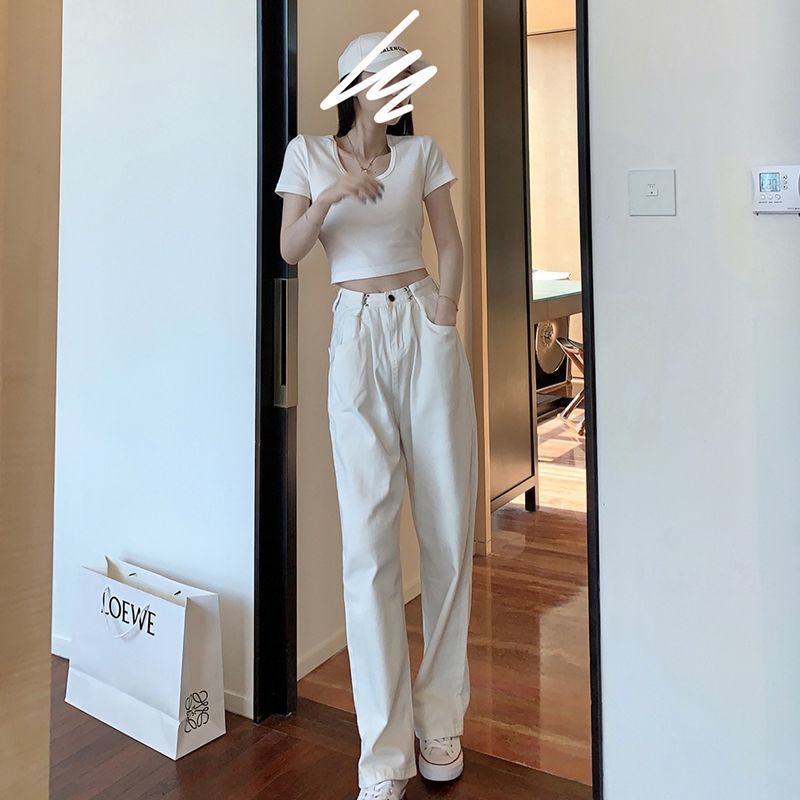 NRVP Quần Jeans Nữ Ống Rộng Thời Trang Hàn Quốc