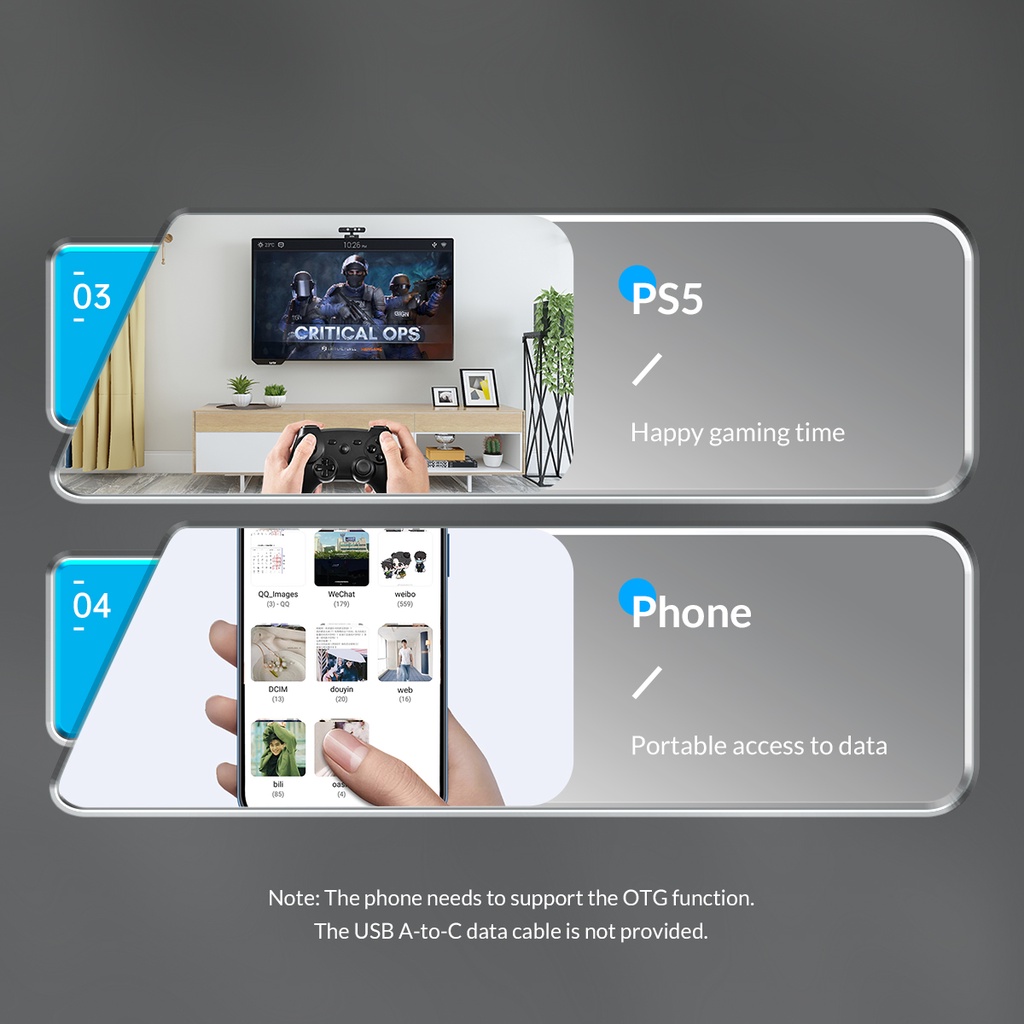 Hộp đựng ổ cứng ngoài ORICO USB C 6Gbps 2.5 inch SATA sang USB 3.1 cho 2.5" SSD/HDD hỗ trợ UASP