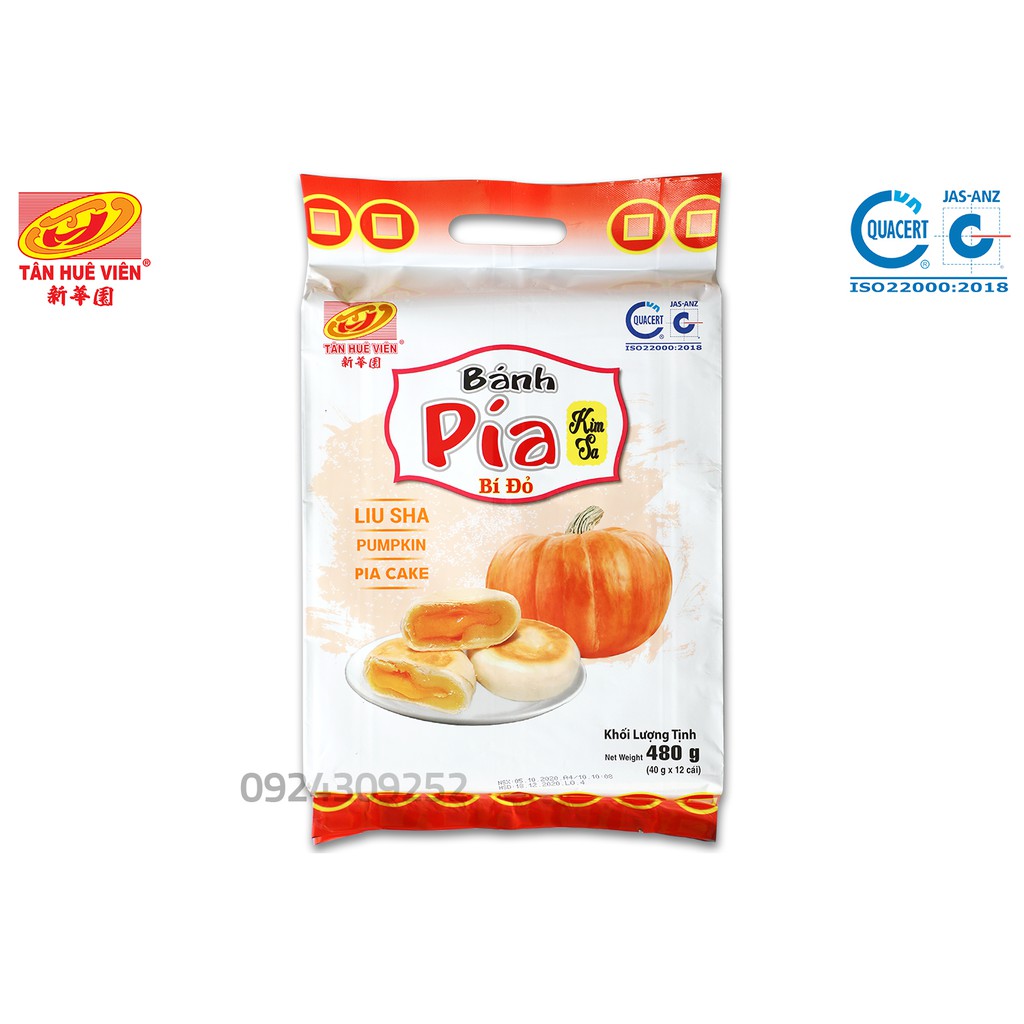 Bánh Pía Kim sa Bí đỏ, Bánh pía mini Tân Huê Viên túi 12 cái 480 g