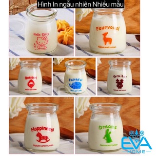 Hộp 12 Hủ Thủy Tinh Làm Sữa Chua 100ml In Hình Ngộ Nghĩnh