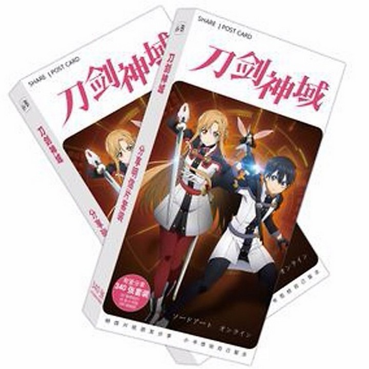 (UP) Hộp ảnh Postcard Sword Art Online S.A.O có lomo sticker in hình anime chibi