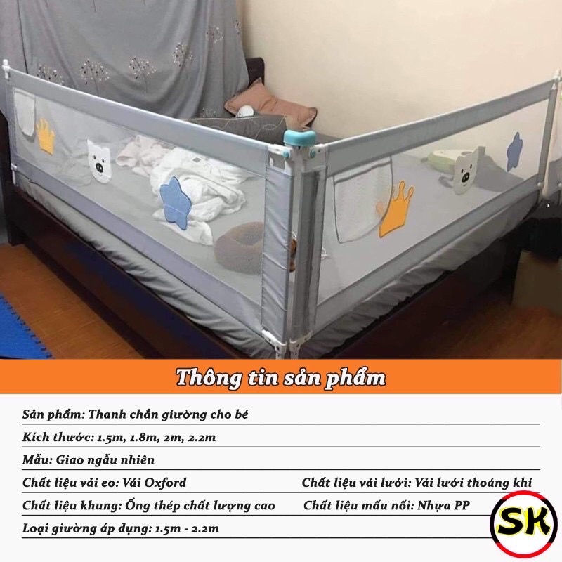 Thanh chắn giường BABY KIDS bản nâng cấp 2021,  lắp đặt dễ dàng, nâng hạ thuận tiện, An toàn cho trẻ nhỏ  (Giá 1 thanh)