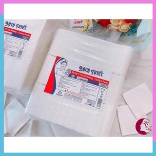 Bông cắt miếng sẵn Bạch Tuyết ( 7x7cm ) Gói 0.5kg – Bông dùng cho Spa, Phun Xăm, Tẩy Trang